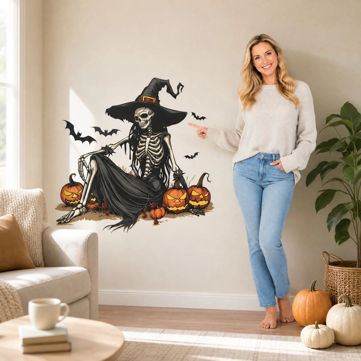 Halloween Wall Stickers – Witch Skeleton Pumpkin Decals