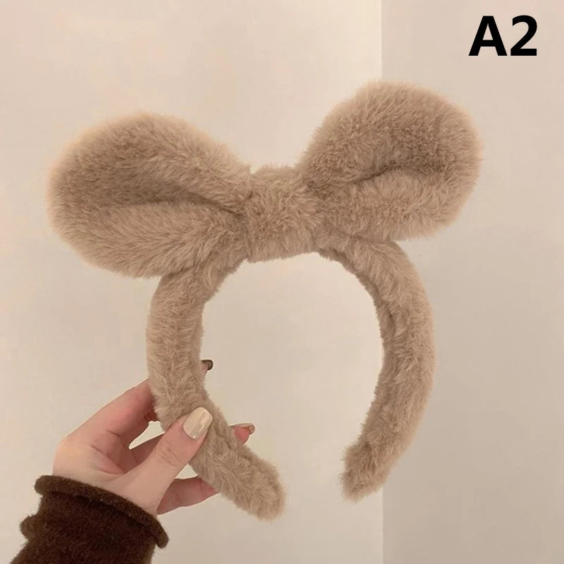 Rabbit Ear Plush Headband for Women – Cute Hair Hoop