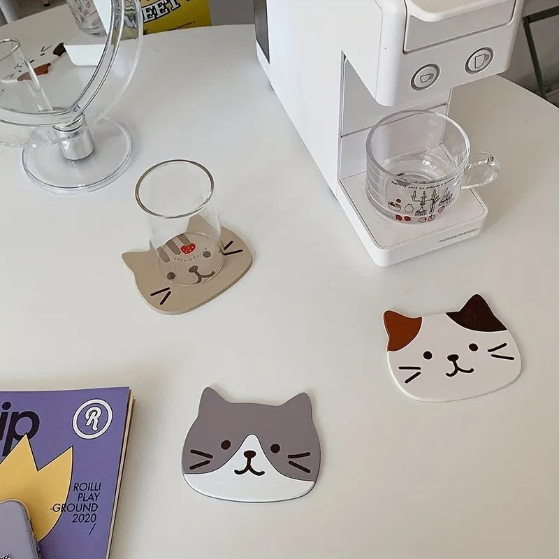 Cartoon Cat Silicone Coaster – Heatproof Kitchen & Home Mat