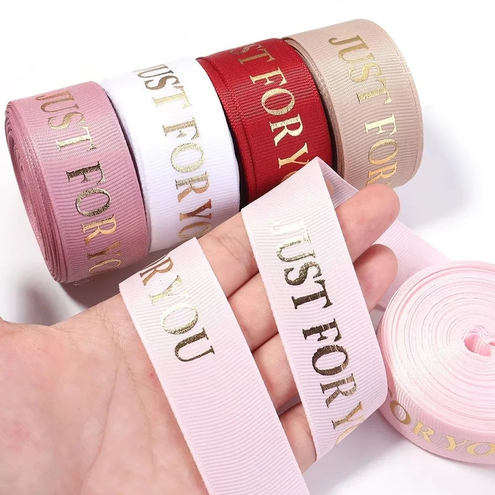 10 Yards "Just For You" Printed Polyester Ribbon 25mm