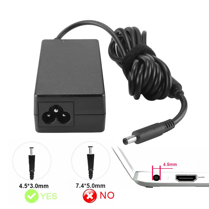 65W 19.5V Dell Laptop Charger 4.5mm Replacement Power Adapter