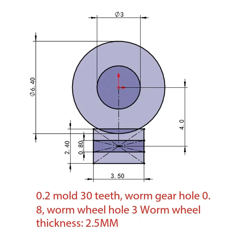 Modulus 0.2 Brass Worm Gear Set 90° Reduction for RC DIY Models