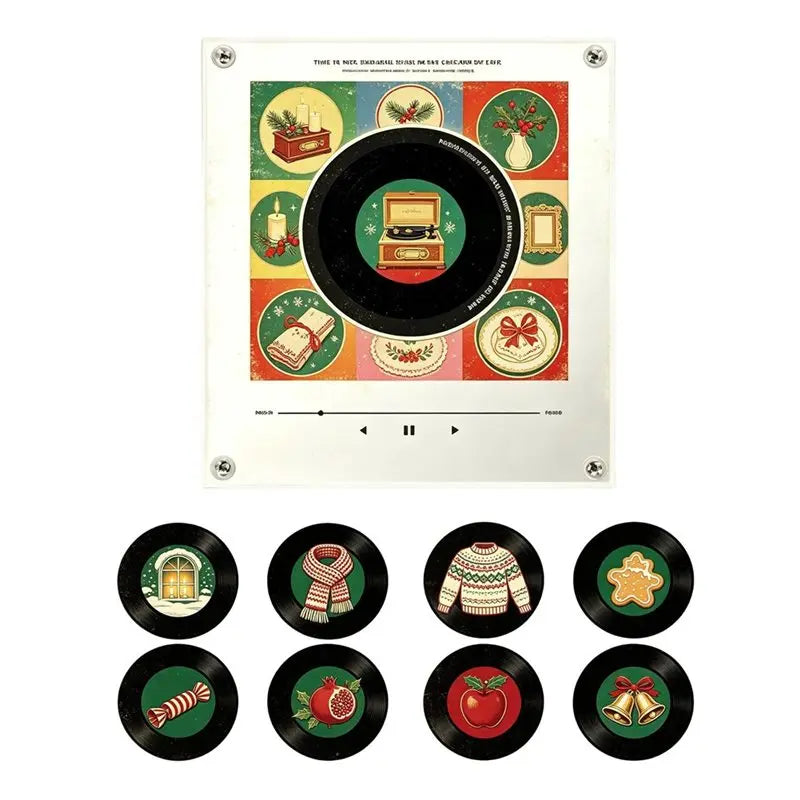 Christmas Music Fridge Magnet Singing Rotary Disc Night Light