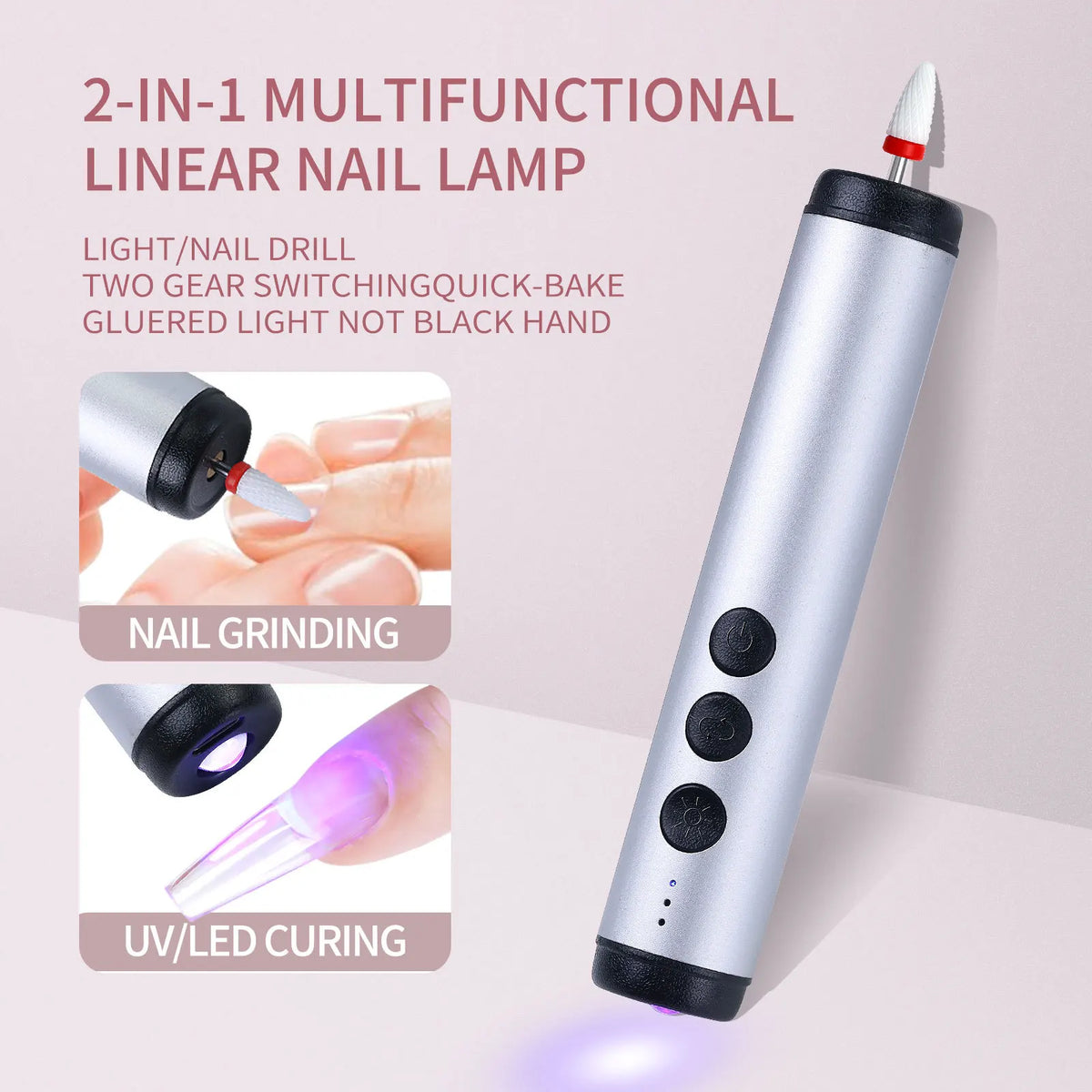 2-in-1 Electric Nail Drill & UV LED Lamp USB Rechargeable