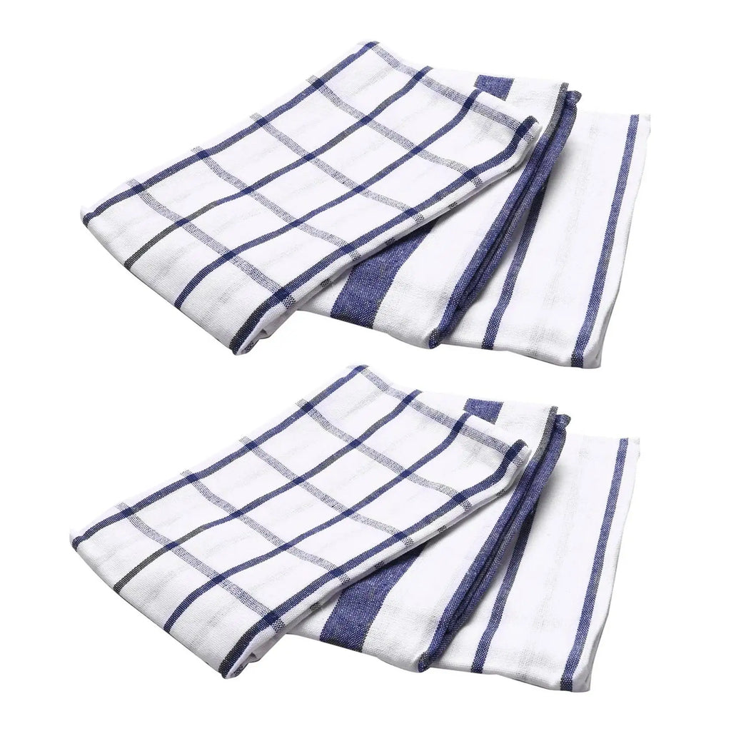 6-Pack Blue White Plaid Cotton Kitchen Tea Towels 40×60cm