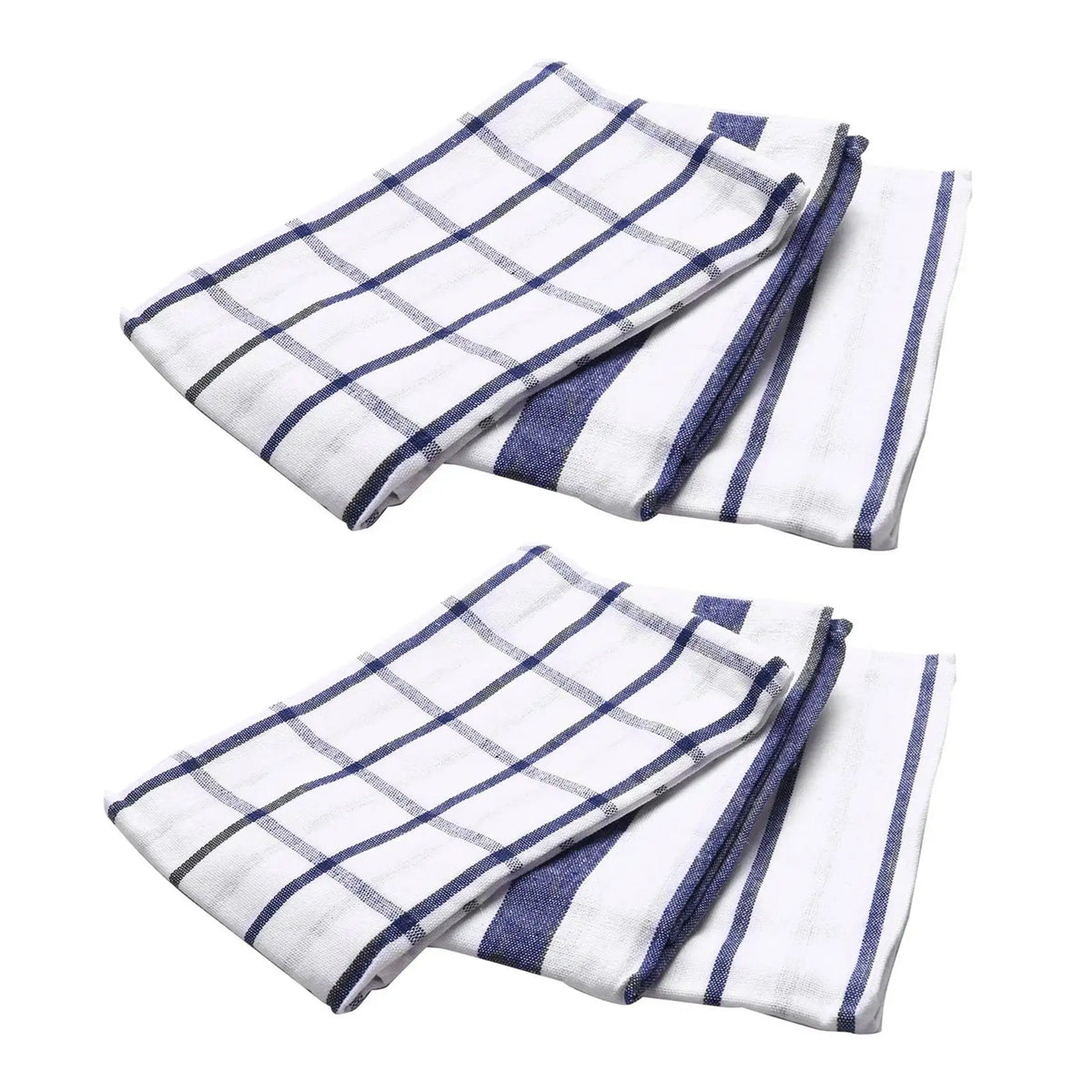6-Pack Blue White Plaid Cotton Kitchen Tea Towels 40×60cm