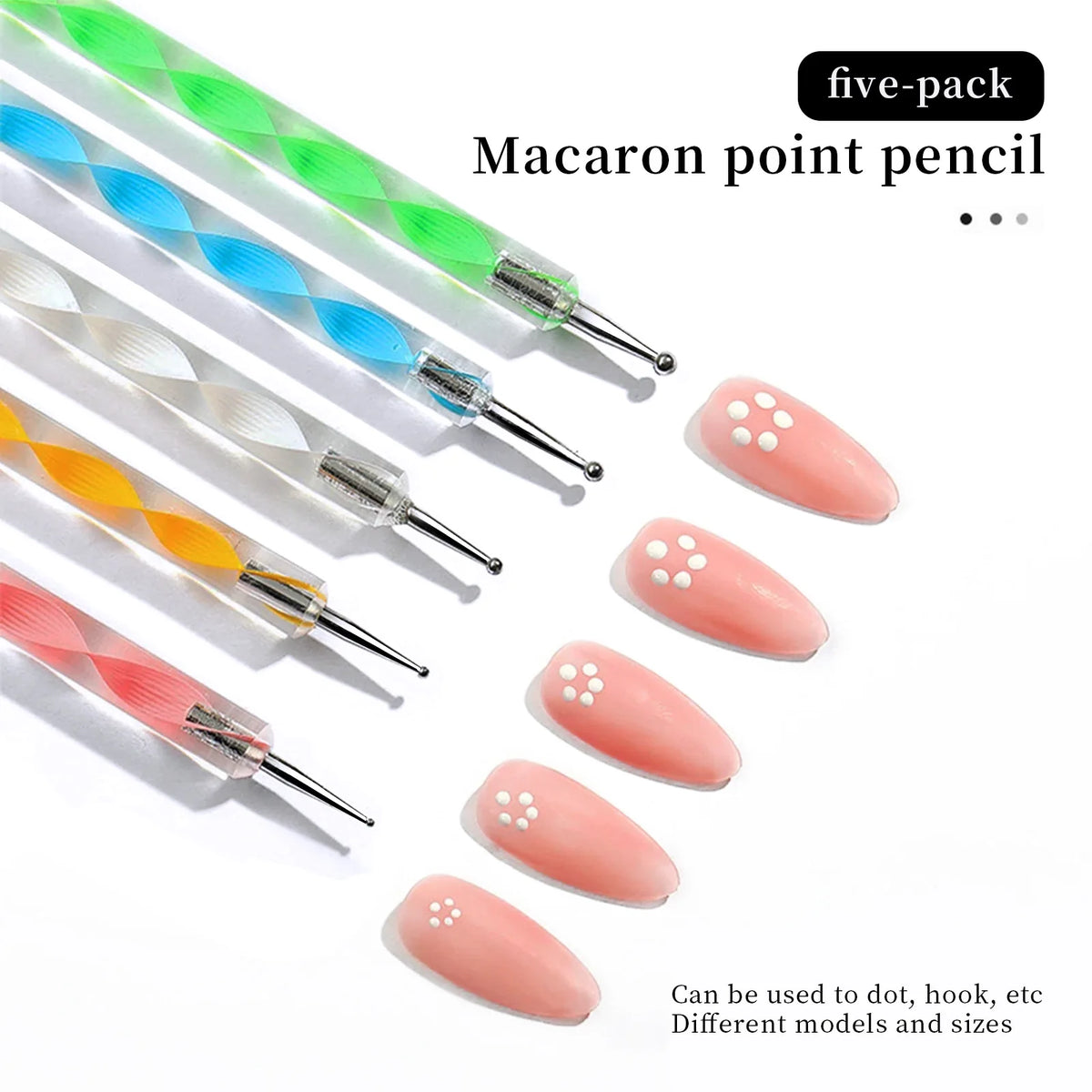 5-Piece Dual-End Nail Dotting Pen Set – Rhinestone Picker Tool