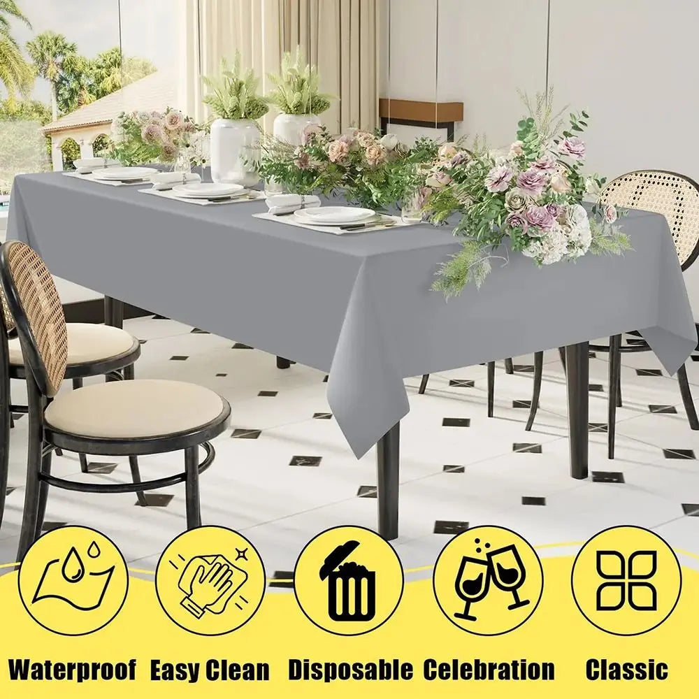 Disposable Waterproof Rectangle Tablecloth 54x108" Plastic