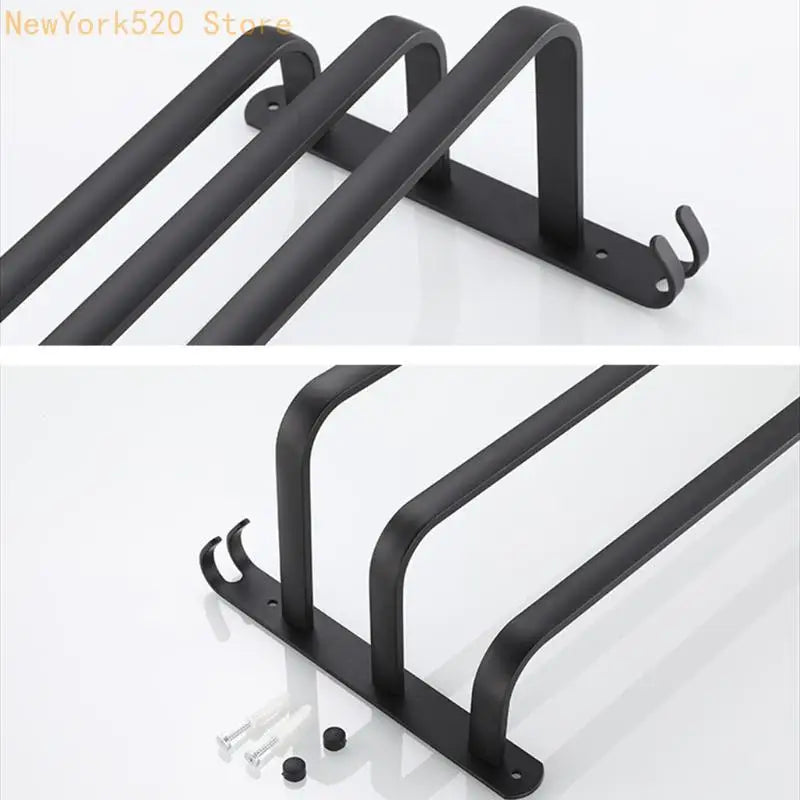 3-Layer Wall Mounted Towel Rack – Space Aluminum Bathroom Shelf