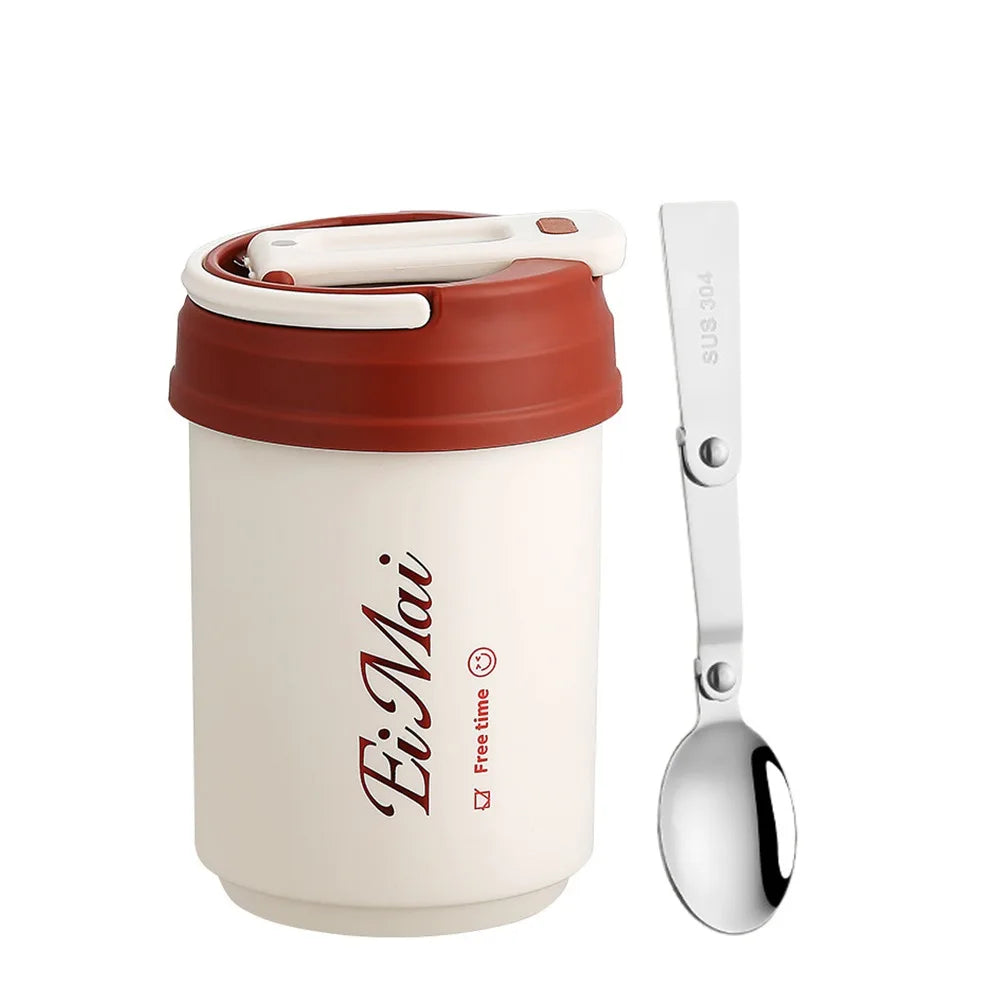 304 Stainless Steel Insulated Coffee Mug 450ml + Folding Spoon