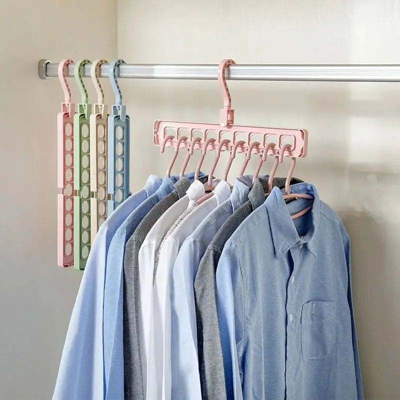 9-Hole Foldable Space-Saving Clothes Hanger Wardrobe Organizer