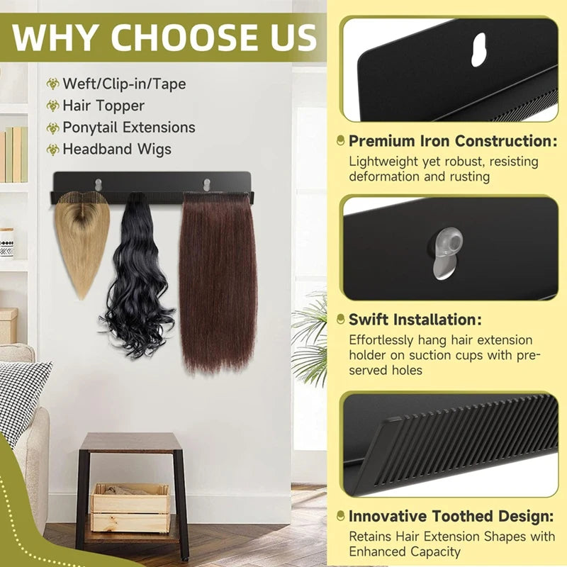 Black Hair Extension Hanger – Styling, Drying & Display Rack