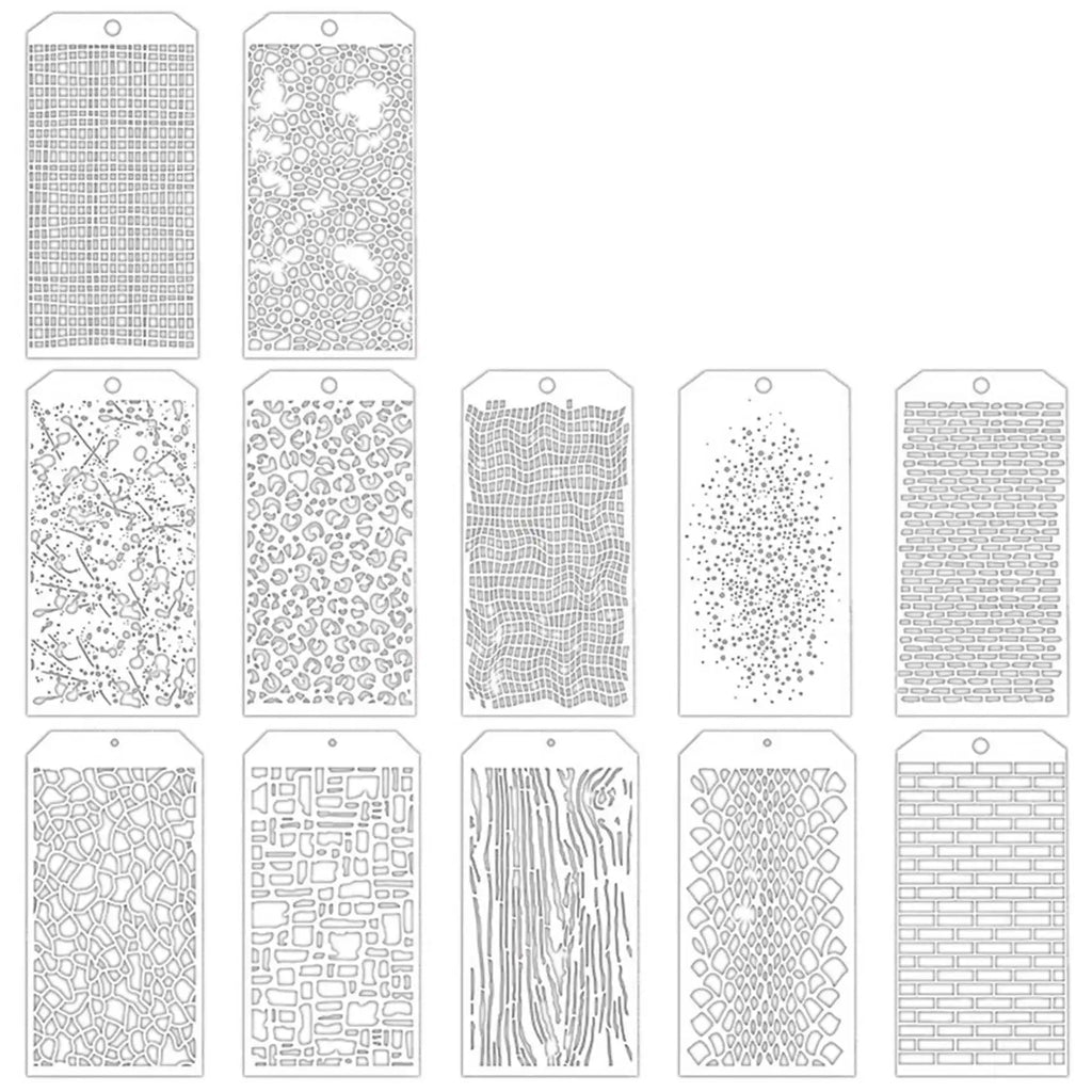 48-Piece Reusable Craft Stencils – Brick, Dot & Texture Art