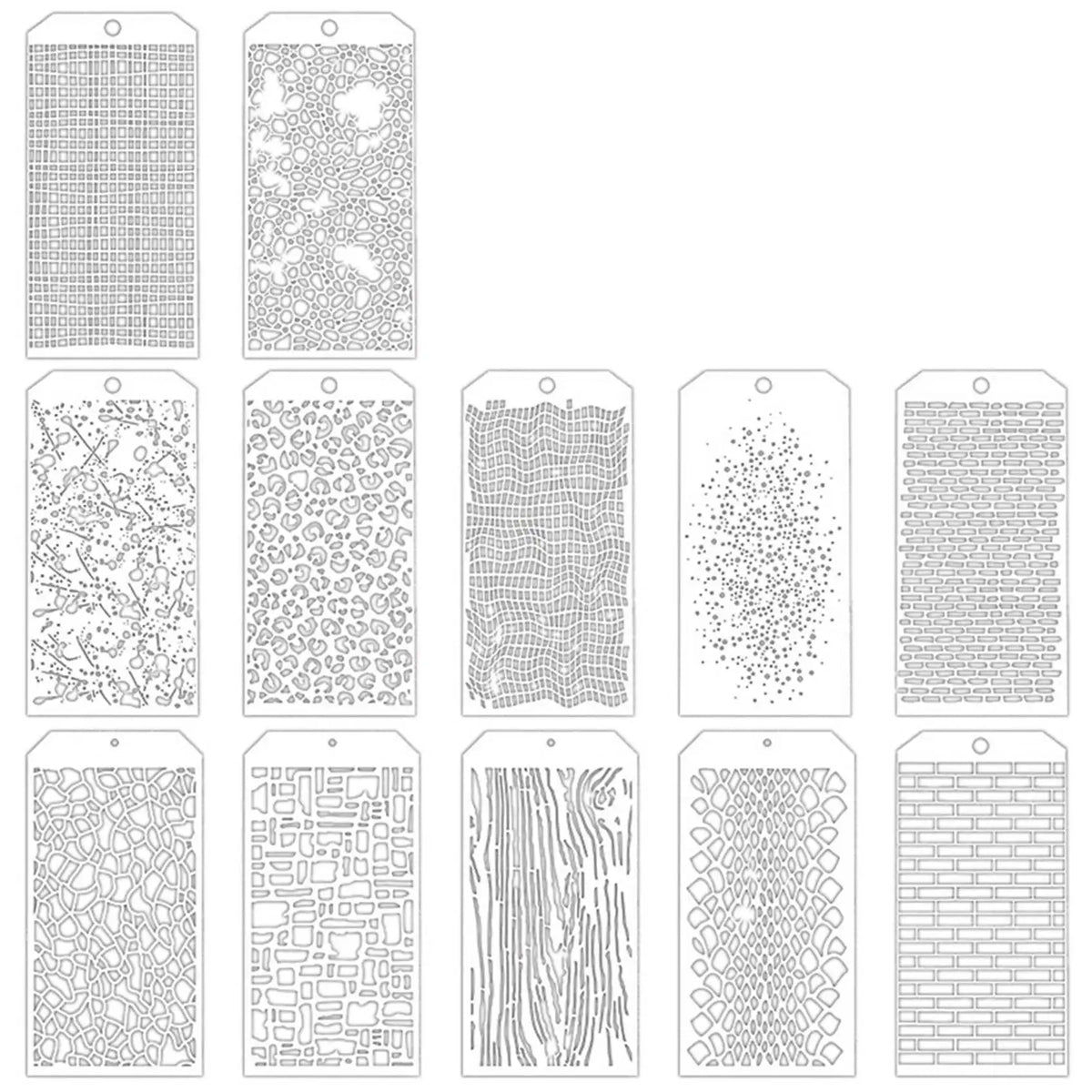 48-Piece Reusable Craft Stencils – Brick, Dot & Texture Art