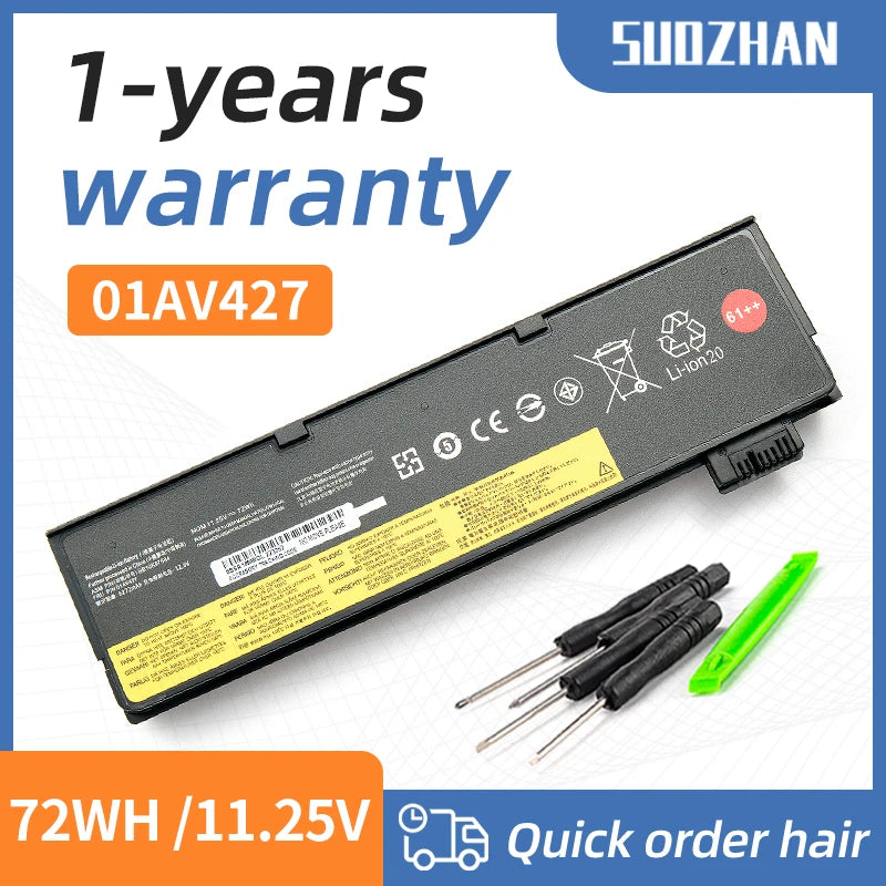 SUOZHAN 72Wh Battery for Lenovo ThinkPad T470 T480 T570 T580