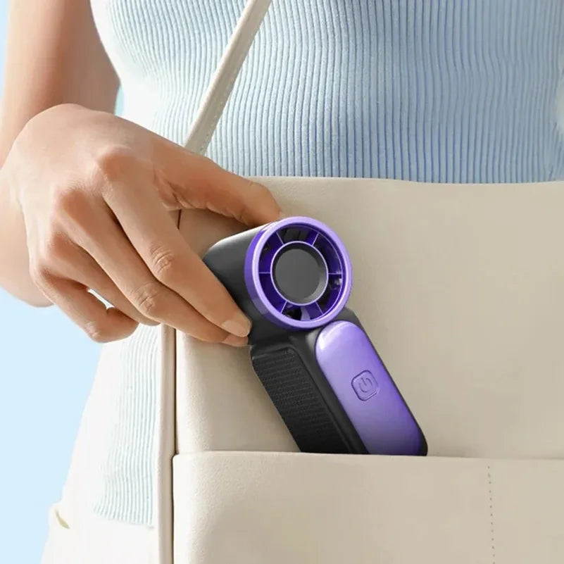 VIBE USB Rechargeable Mini Handheld Fan – Digital Display & Light