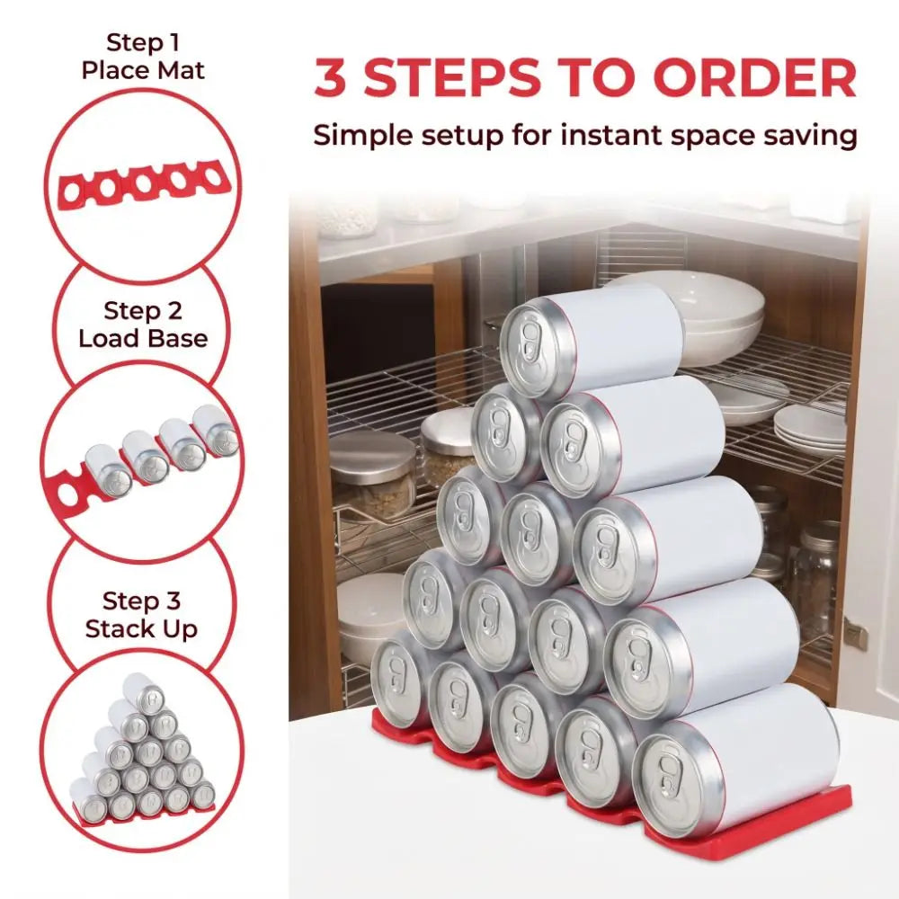 2-Pack Silicone Can & Bottle Stacking Rack – Fridge Organizer