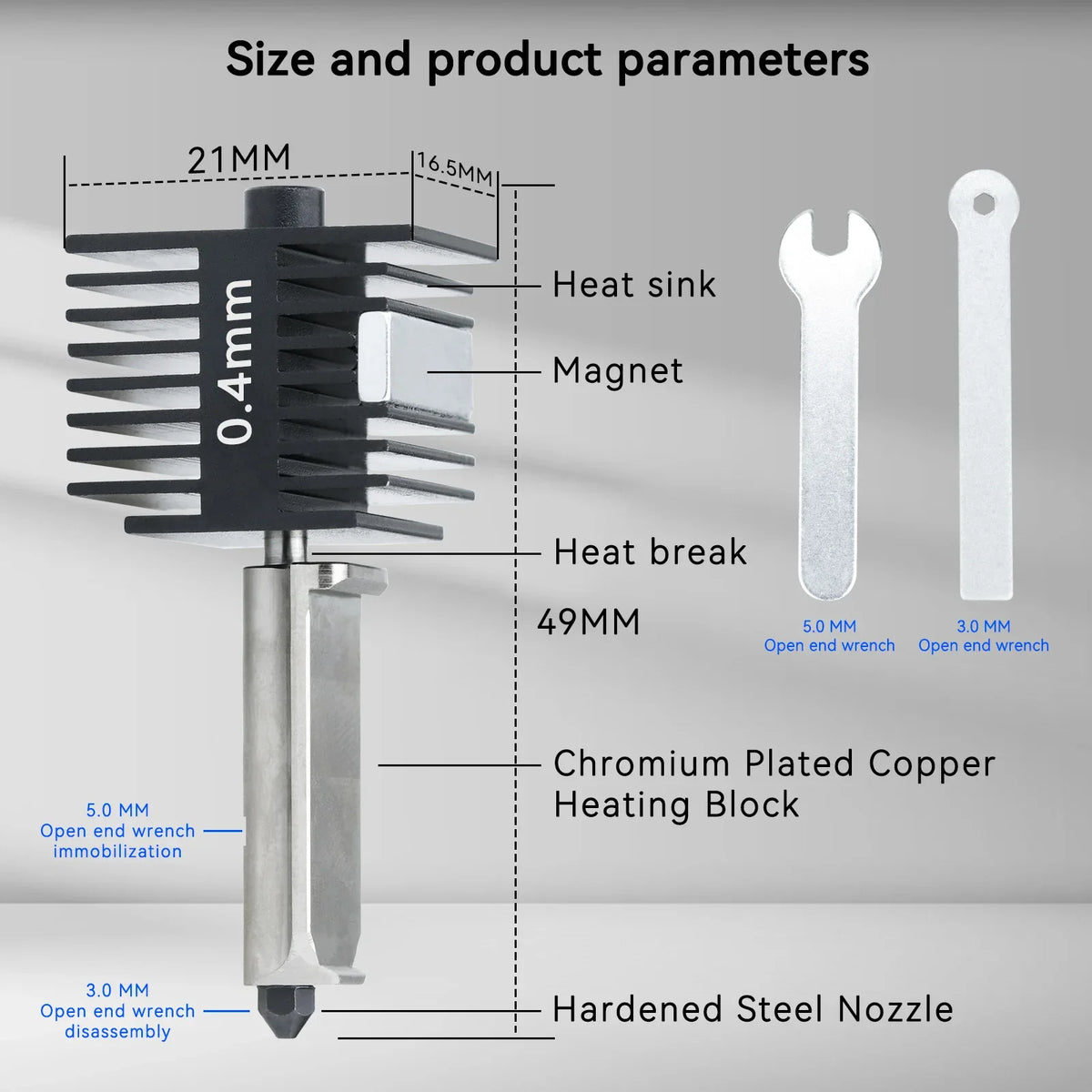 Bambu Lab A1 Mini Hotend Kit – Hardened Nozzles 0.2–0.8mm