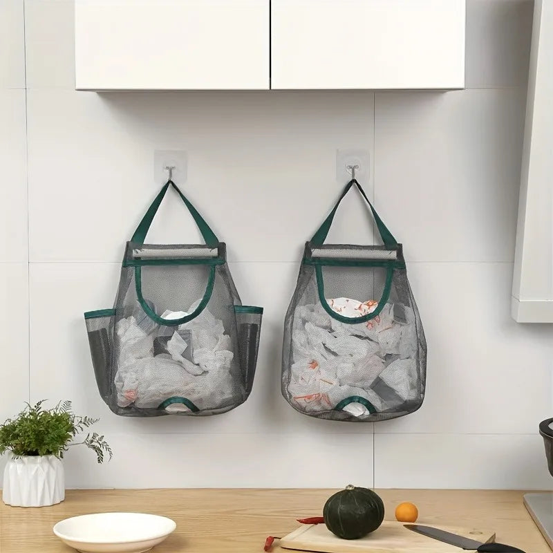 Wall-Mounted Kitchen Trash Bag Organizer – Washable Mesh