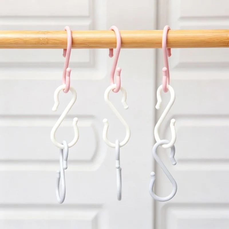 8-Pack Plastic S-Shaped Hooks – Multi-Purpose Home Storage