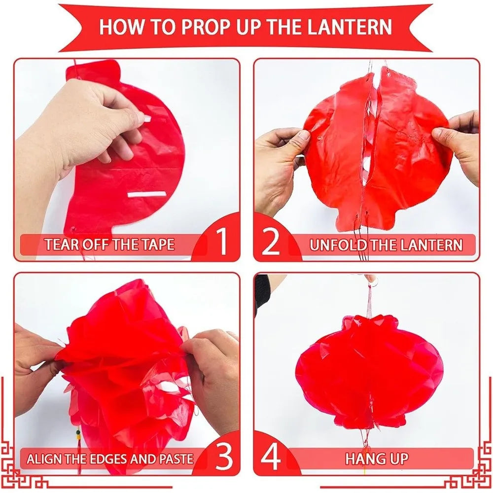 Round Chinese Paper Lantern Set – Cherry Blossom Decor