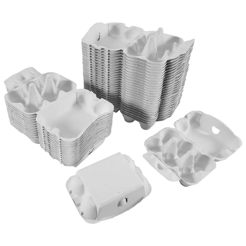 Bulk Paper Egg Cartons 6-Count Pulp Fiber Holders – 40 or 50 Pack