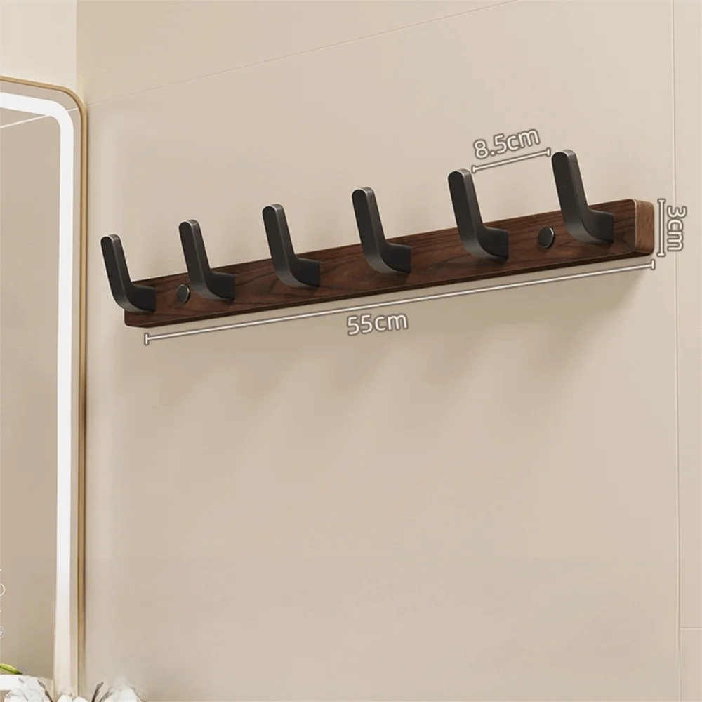 Wall Mounted Walnut Wood Clothes Hook – No Drill Entryway Organizer