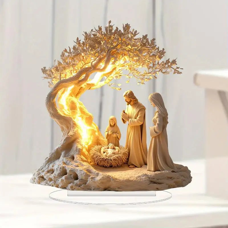 2D Flat Acrylic Nativity Scene Christmas Tabletop Ornament