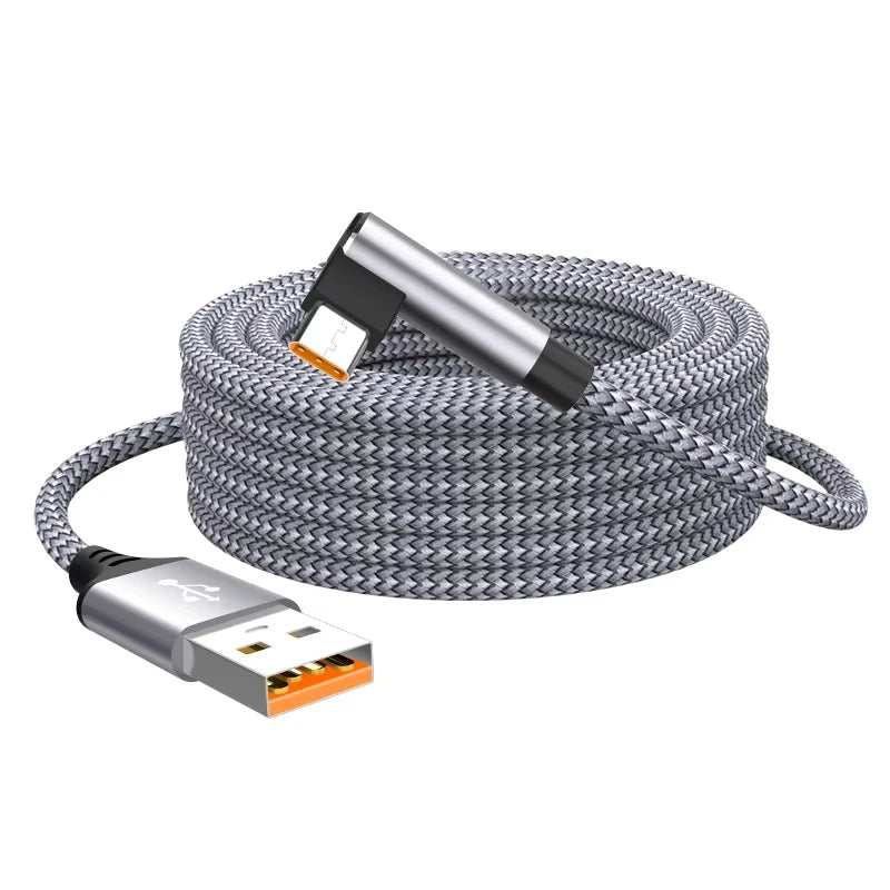 USB-C Elbow Fast Charge Cable 6A – 1m to 8m Braided Type-C