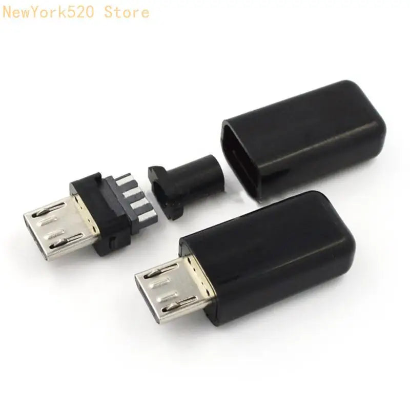 10-Pack USB 2.0 Male Welding Plug 5-Pin Black Cover