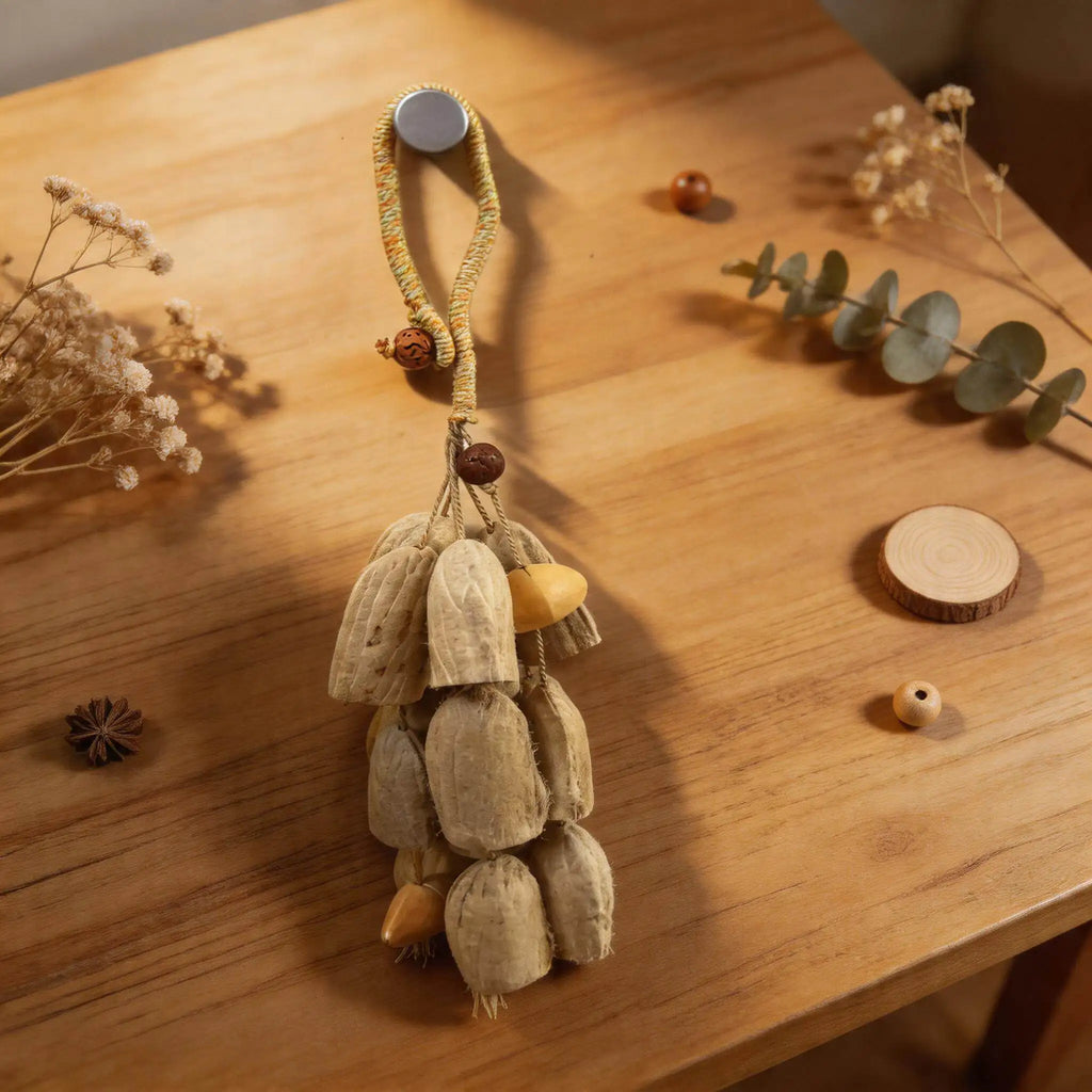Handmade Natural Nutshell Pendant Car & Bag Charm Décor
