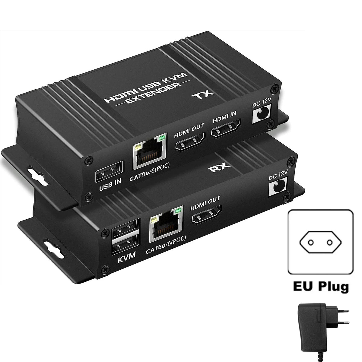 HDMI KVM Extender 60m Cat5e/6 1080P USB POC Loop Out TX RX