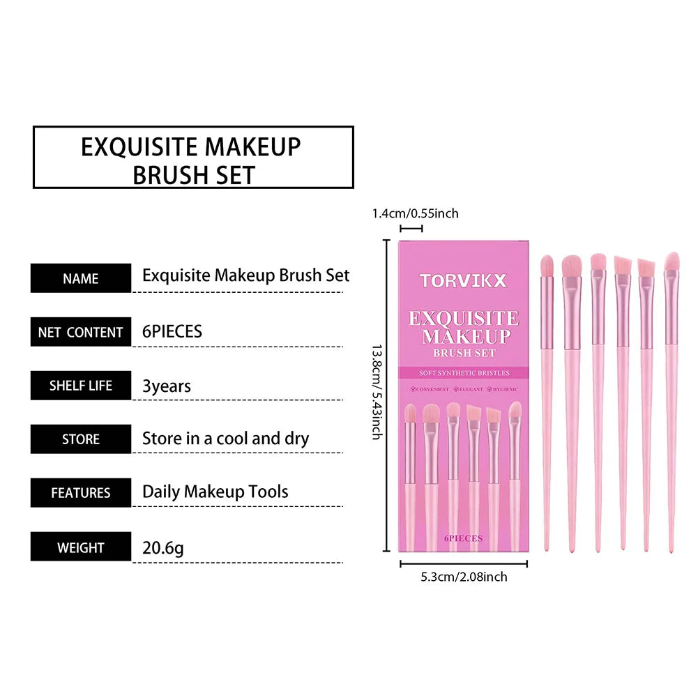 Vegan Makeup Brush Set with Case – 6pc Mini Travel Kit