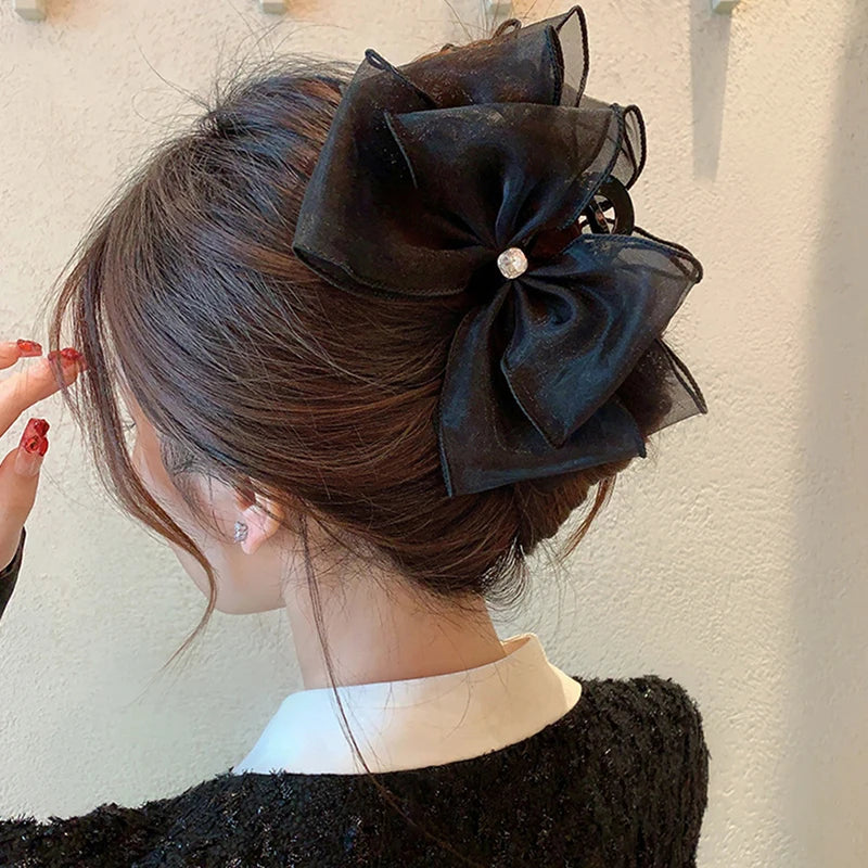 Tulle Big Bow Hair Claw Clip – Elegant Bowknot for Women