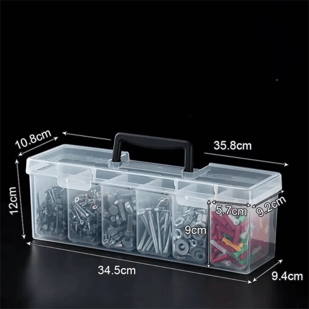 Transparent Multi-Compartment Plastic Tool Storage Organizer Box