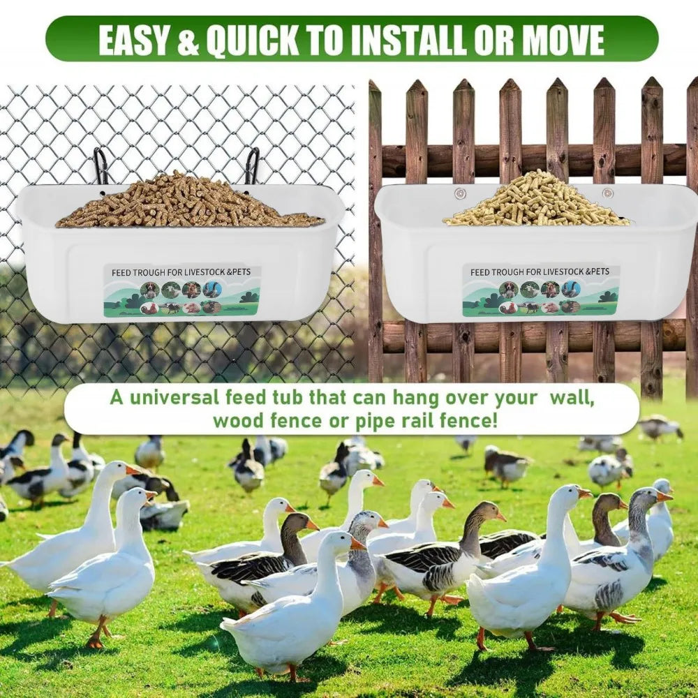 4-Pack Hanging Chicken Feeder Trough with Clips – 2800ml PP