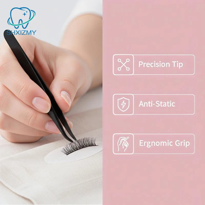 Stainless Steel Eyelash Extension Tweezers – Curved & Straight