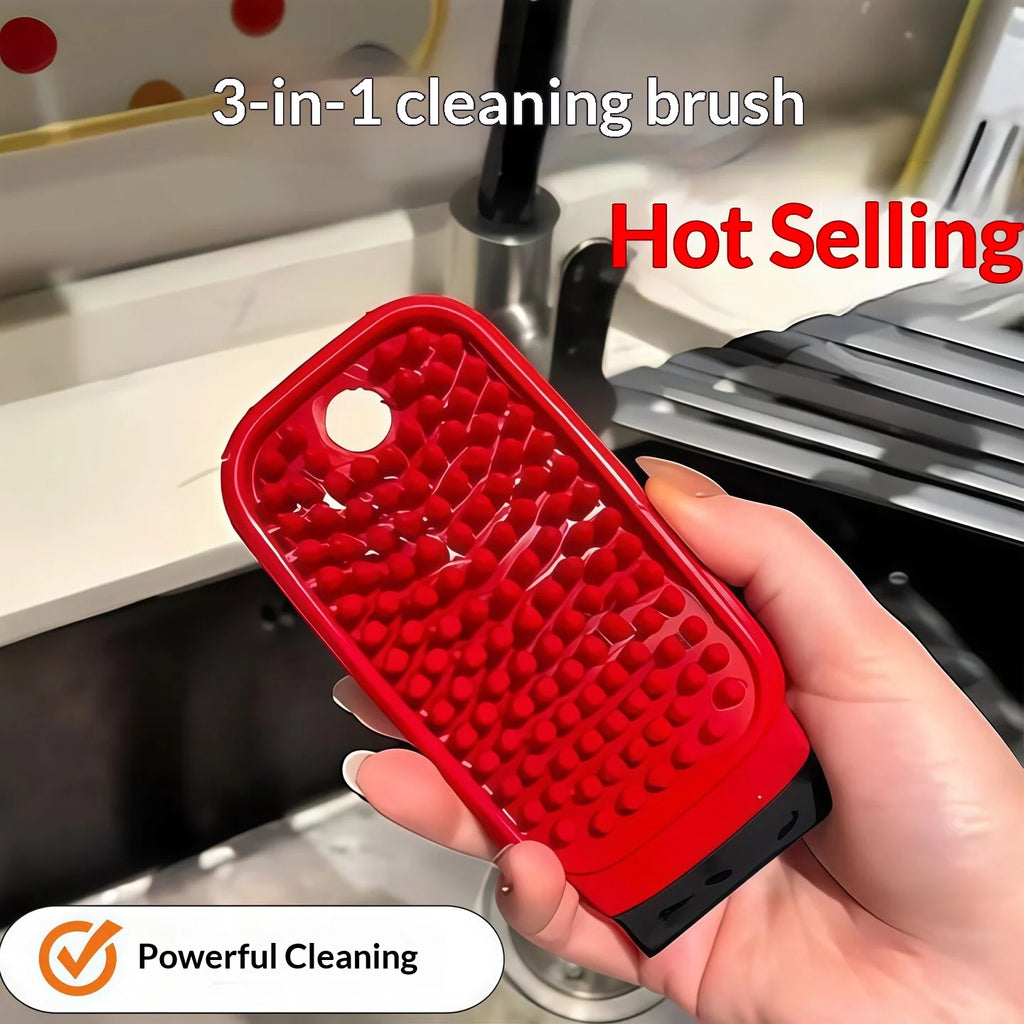 Flexible Silicone Cleaning Brush – Fruit, Veg & Pot Scrubber