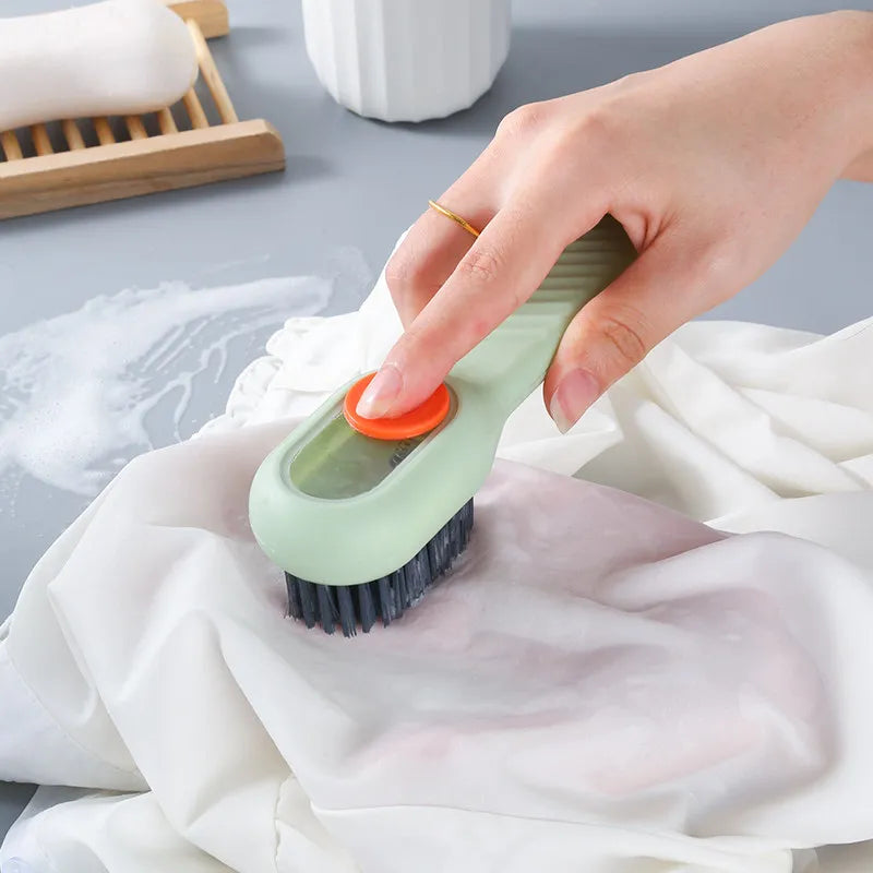 Press-Type Liquid Shoe Brush – Soft Bristle Long Handle