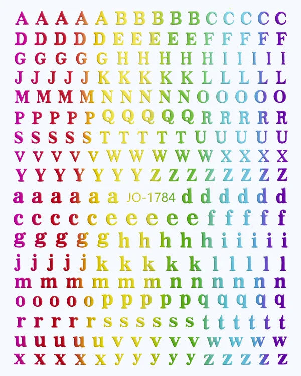 Holographic A-Z Alphabet Nail Stickers 3D Letter Nail Decals