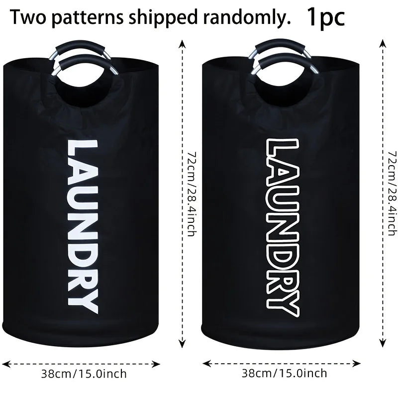 Black Collapsible Laundry Hamper Bag with Handles – 28 Inch
