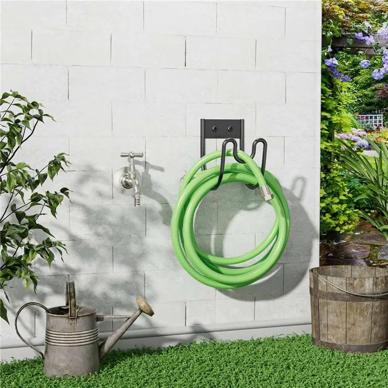Wall Mounted Metal Garden Hose Holder & Hanger 2-Pack