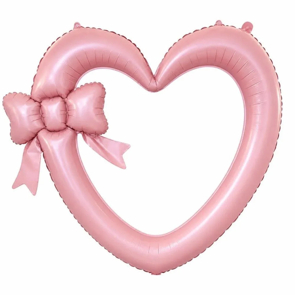 Heart Bow Foil Balloon Photo Prop – Valentine's Party Décor