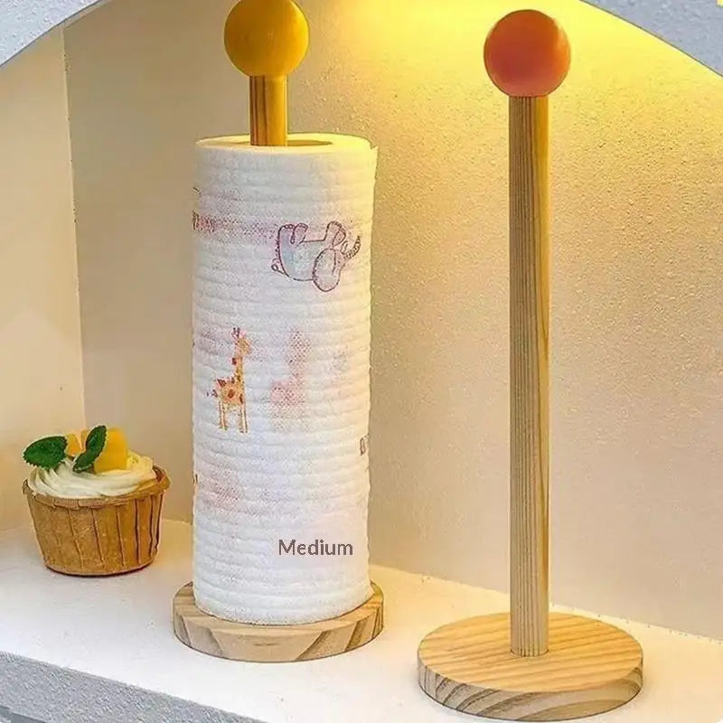 Wood Freestanding Paper Towel Holder – No Drill, Anti-Slip