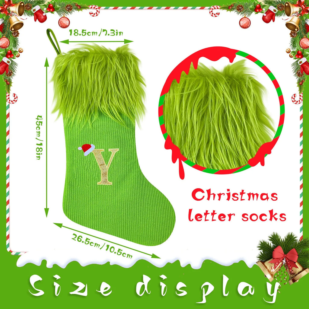 Large Knitted Christmas Stockings with Alphabet Letters – 18"