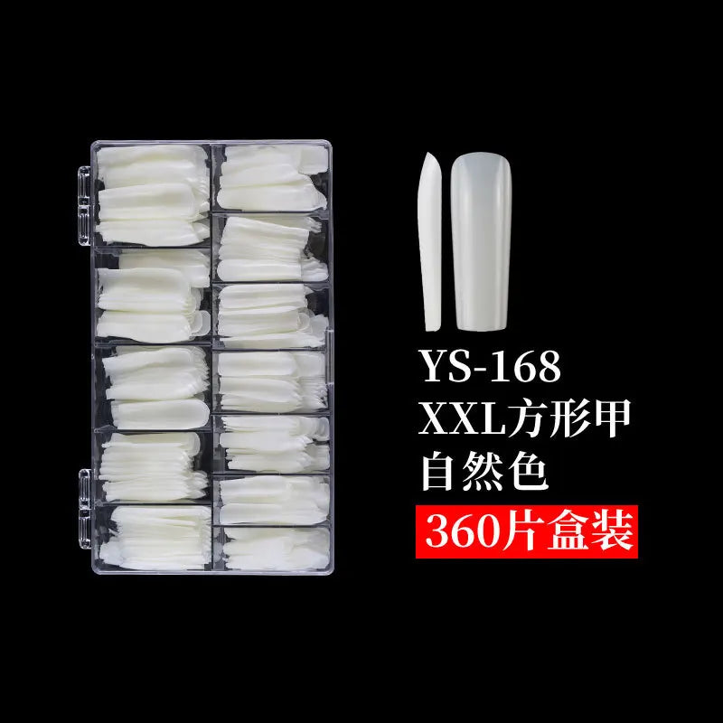360/504pcs Extra Long Square Clear Nail Tips – Full/Half Cover