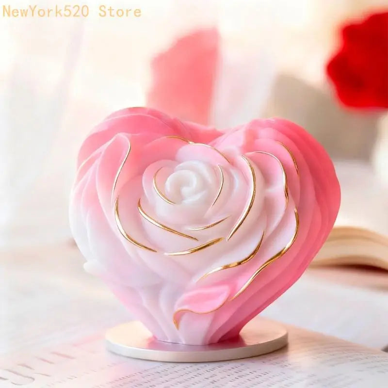 Rose Heart Flower Silicone Mold – Soap, Candle & Resin
