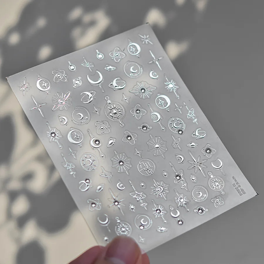 Crystal Star Moon Nail Stickers – DIY Nail Art Decals