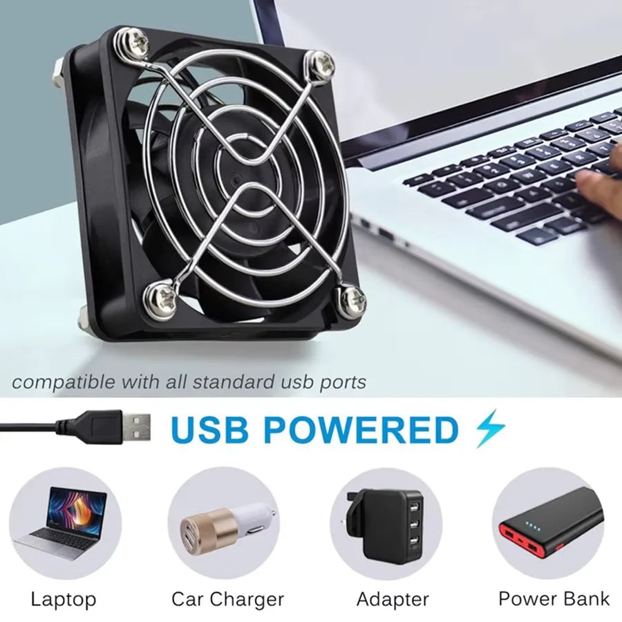 USB 5V Silent Cooling Fan 80mm & 120mm – Router TV Box PC