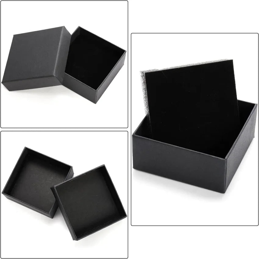 32-Pack Black Kraft Jewelry Gift Boxes with Foam Insert 7×7×2.5cm